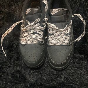 Brand black Travis Scott low top Jordan ones white and black shoestring kids